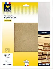 Feuille abrasive 230 x 280 mm grain 120 plâtre, lot de 4