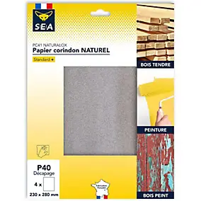 Feuille abrasive corindon 230 x 280 mm grain 40, lot de 4