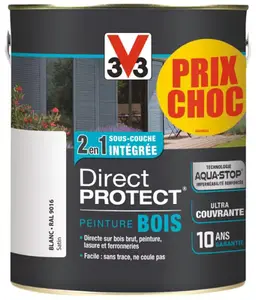 Peinture spéciale bois direct protect satin blanc 2,5 L Blanc