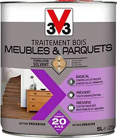 Traitement bois intérieur anti-insectes, parquets et meubles incolore mat V33 5 L - 25 m²