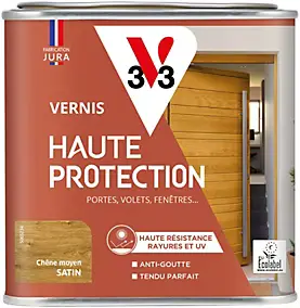 Vernis bois extérieur haute protection V33 chêne moyen satin 500ml