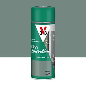 Bombe de peinture extérieure bois, fer, plastique gris garrigue satin V33 Easy Rénovation 400 ml
