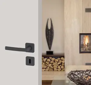 Poignée de porte sur rosace "Koya" avec trou pour clé - Entraxe 24 mm