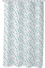Rideau de douche bleu et blanc en polyester Scandi