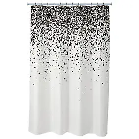 Rideau de douche, 180x200 cm, noir et blanc, Dotty