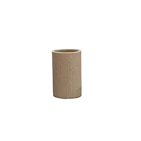 Gobelet salle de bains H.10,8x7,6 cm, coloris beige à motif, Retro