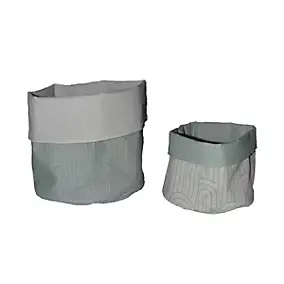 2 paniers de rangement salle de bains pliables, coloris vert d'eau, Retro