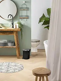 Etagère de douche à suspendre, métal noir et bambou, Future Home Ethnic