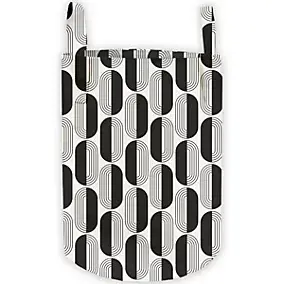 Panier à linge avec anses imprimé noir et blanc en polycoton, Levasseur Rétro
