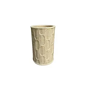 Gobelet de salle de bains beige en polyrésine effet reliefs, Levasseur Dolly
