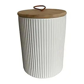 Boîte en céramique striée blanc avec couvercle 1,7 L Guy Levasseur