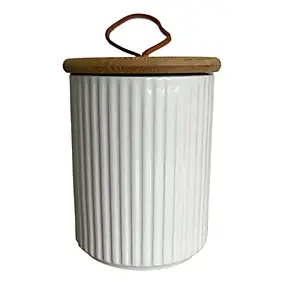 Boîte en céramique striée blanc avec couvercle 0,5 L Guy Levasseur