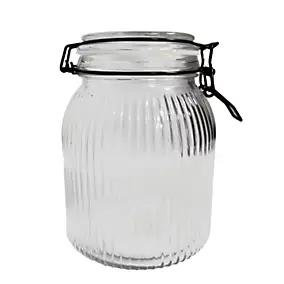 Bocal en verre strié avec couvercle 1,9 L Guy Levasseur