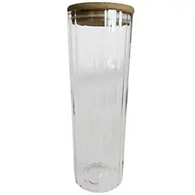 Bocal en verre strié avec couvercle en bambou 1,3 L Guy Levasseur