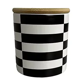 Bocal motif damier noir et blanc avec couvercle Guy Levasseur