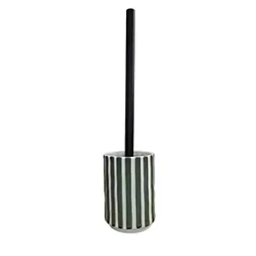 Brosse WC et support en céramique à rayures vertes et blanches Levasseur