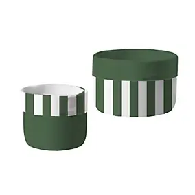 Paniers de rangement rayures vertes et blanches Levasseur lot de 2