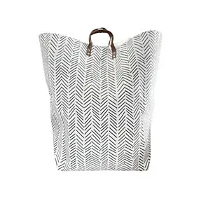 Panier à linge tissu noir et blanc l.4 x H.6 cm, Levasseur