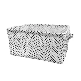 Panier de rangement tissu noir et blanc, l.25 x H.15 cm, Levasseur