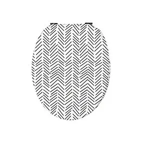 Abattant WC noir et blanc chevron en plastique thermodur à clipser avec frein de chute