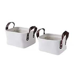 2 paniers pour salle de bains blanc Levasseur Nid d'abeille
