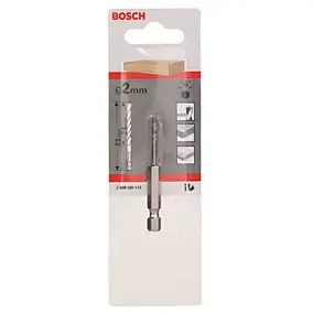 Foret bois (x1) - dimensions Ø.2 x L.62 mm - emmanchement hexagonal - Bosch