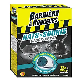 Appât blocs rats et souris Barrière à rongeurs 300g - Spécial lieux humides