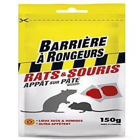 Appât pâte rats et souris Barrages à rongeurs 150g - 10 sachets