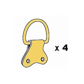 Attache étrier double 20 mm + fixations, coloris : Laiton. vendue par 4 pièces