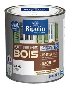 Peinture bois intérieur et extérieur satin 0,5 L blanc
