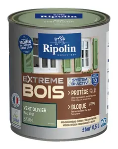 Peinture bois intérieur et extérieur satin 0,5 L vert olive
