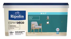 Peinture mur intérieur Mat 2,5 L Bleu pop