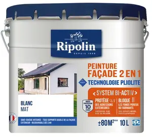Peinture façade extérieure technologie pliolite mat 10 L blanc