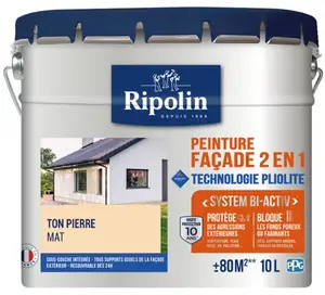 Peinture façade extérieure technologie pliolite mat 10 L ton pierre