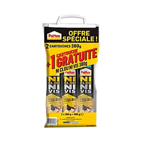 Colle de fixation vendue par 3 Pattex Ni clou Ni vis couleur transparent résistance 100 kg / cm² séchage en 12 h