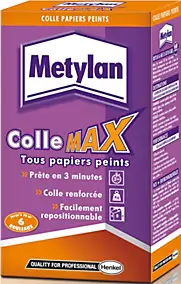Colle en poudre - adaptée pour tout papiers peints - surface de couverture 35 m² - Metylan 1692620