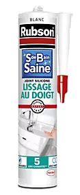 Mastic Rubson Sanitaire Salle de bains Saine Lissage au doigt blanc cartouche 280ml