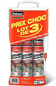 Mastic Rubson Maison Acrylique Murs-Fenêtres blanc cartouche 280ml vendu par 3 pièces