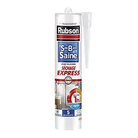 Mastic silicone transparent salle de bain saine séchage express 280 ml Rubson