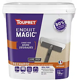 Recharge enduit magic' de lissage pour murs dégradés Toupret 12kg