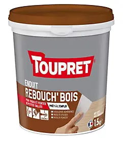 Enduit de rebouchage pâte Répar'bois Toupret intérieur et extérieur 1,5kg