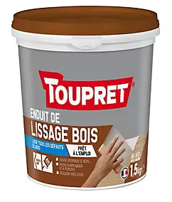 Enduit Lissage bois pâte en pot de 1,5 kg blanc Toupret