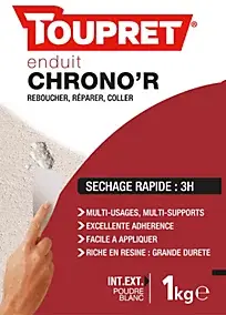 Enduit de rebouchage Chrono'R poudre à séchage rapide sac de 1 kg Toupret