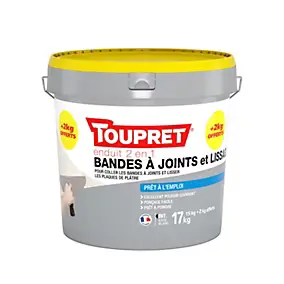Enduit 2en1 bande à joint et lissage prêt à l'emploi Toupret 17kg