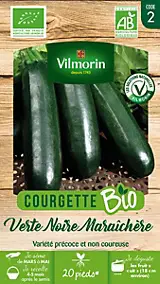 Graines de courgette bio variété "Verte Noire Maraîchère" Vilmorin semis de mars à mai