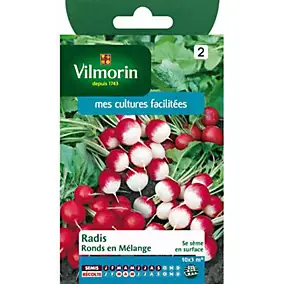 Graines de radis variété "Rond en mélange" Vilmorin semis de janvier à septembre