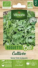 Graines de roquette bio variété "Cultivée" Vilmorin semis de mars à août