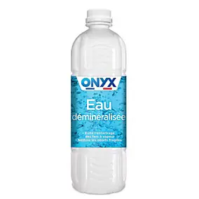 Eau déminéralisée pour fers à vapeur et des décolleuses papiers peints 1L Onyx