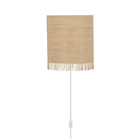 Applique murale demi-lune avec cordon en raphia frangé coloris naturel Ibiza E14 60W IP20 L.20 x H.23 x P.10cm Corep