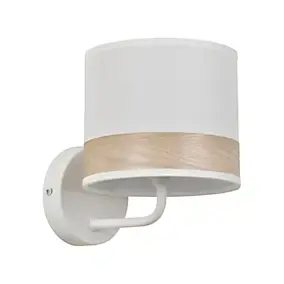 Applique murale Raito E14 40W IP20 L.15xl.19xP.19cm métal et coton blanc Corep